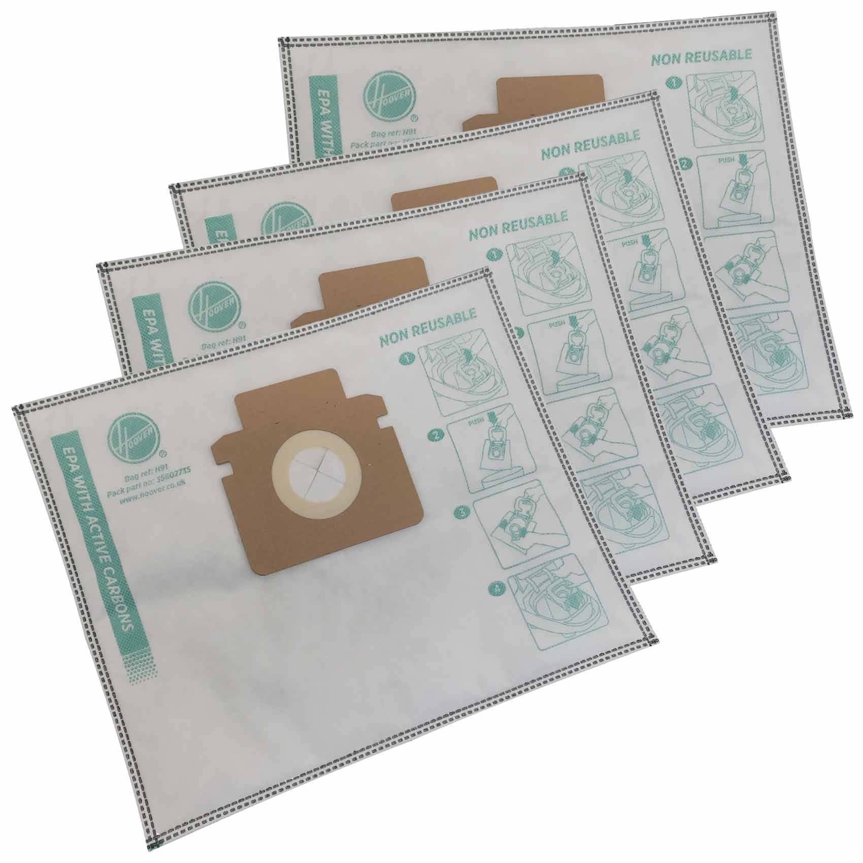 Hoover H91 Microfibre Active Carbon Vacuum Cleaner Bags