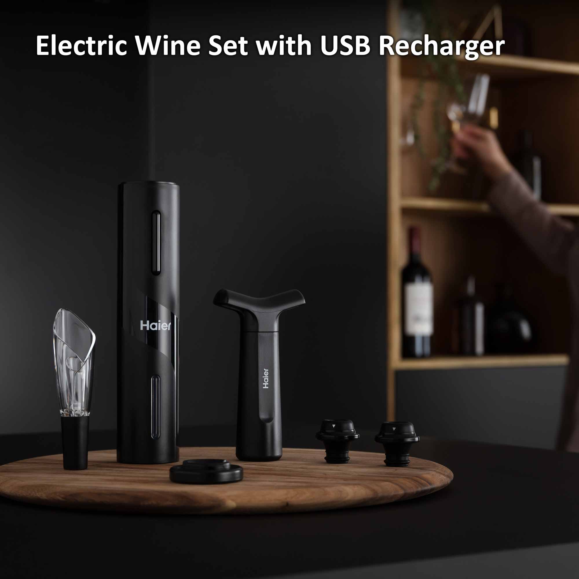 Haier 6-in-1 Premium Rechargeable Electric Wine Bottle Opener Kit