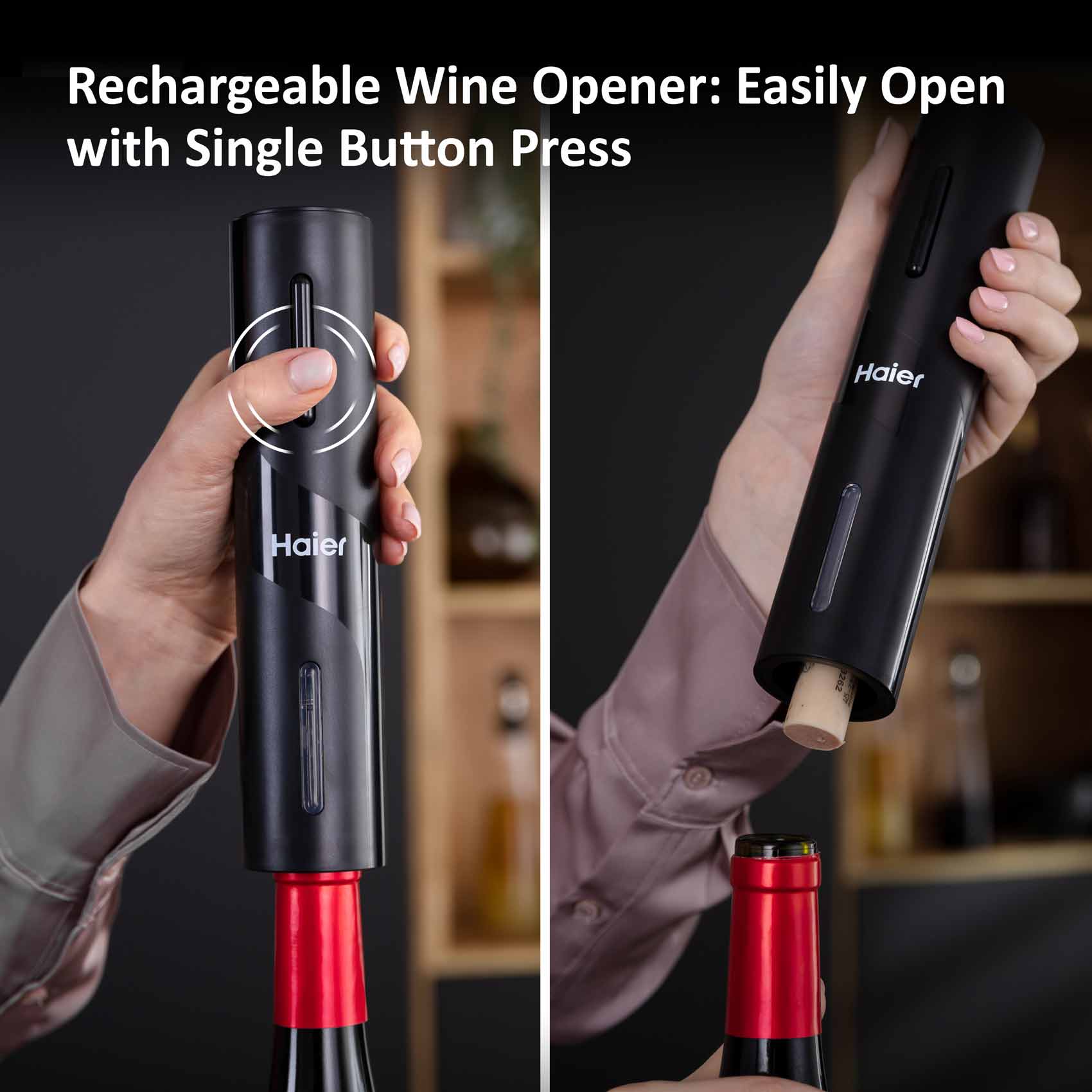 Haier 6-in-1 Premium Rechargeable Electric Wine Bottle Opener Kit