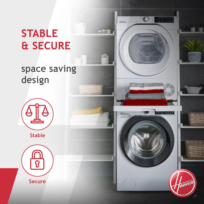 Hoover stacking kit with sliding shelf