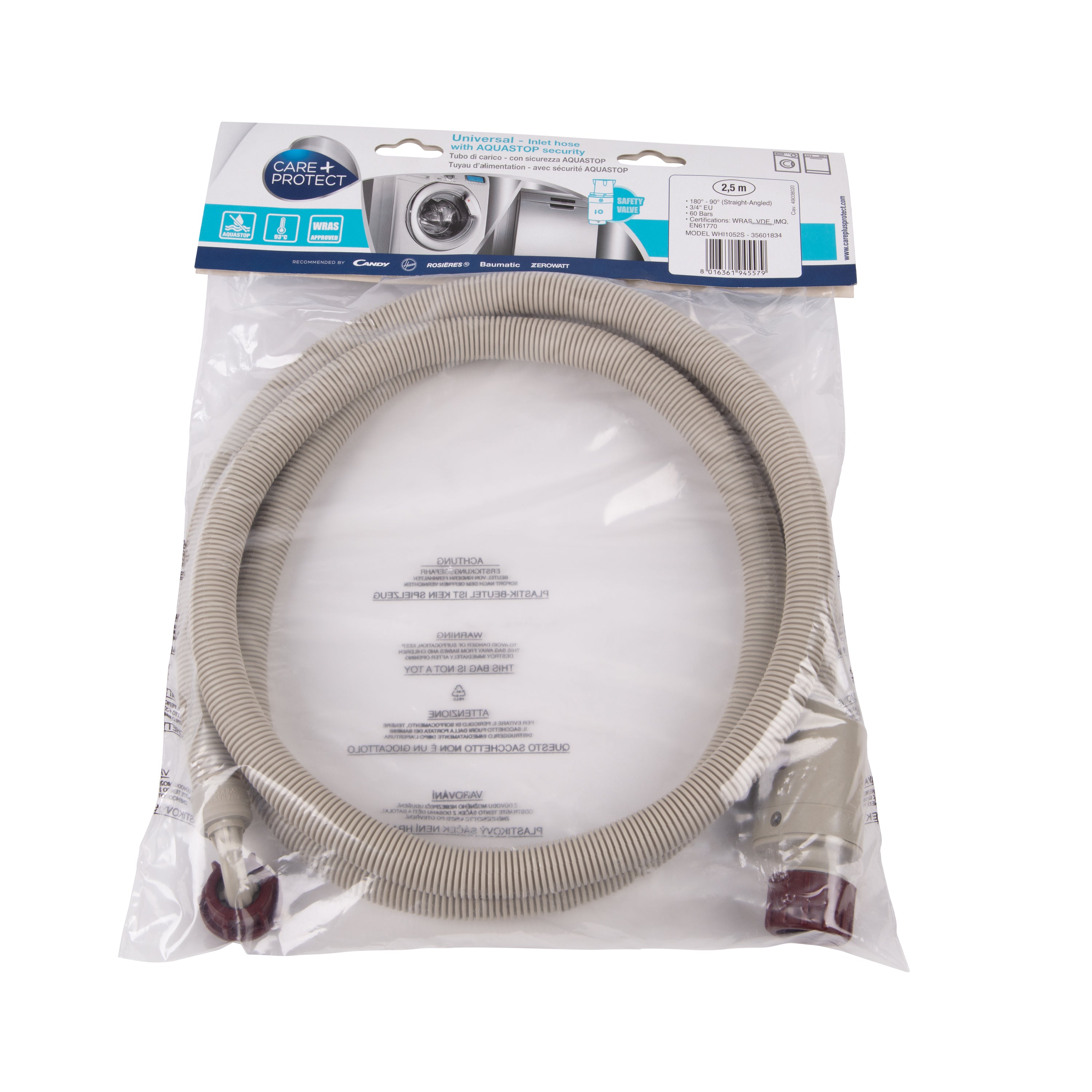 Universal Cold Water Drain Hose with AQUASTOP 2.5m