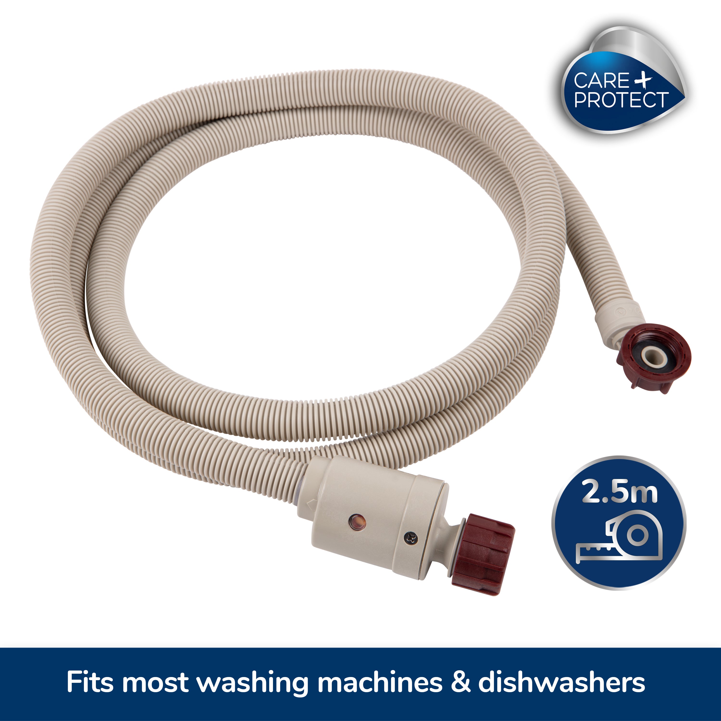 Universal Cold Water Drain Hose with AQUASTOP 2.5m