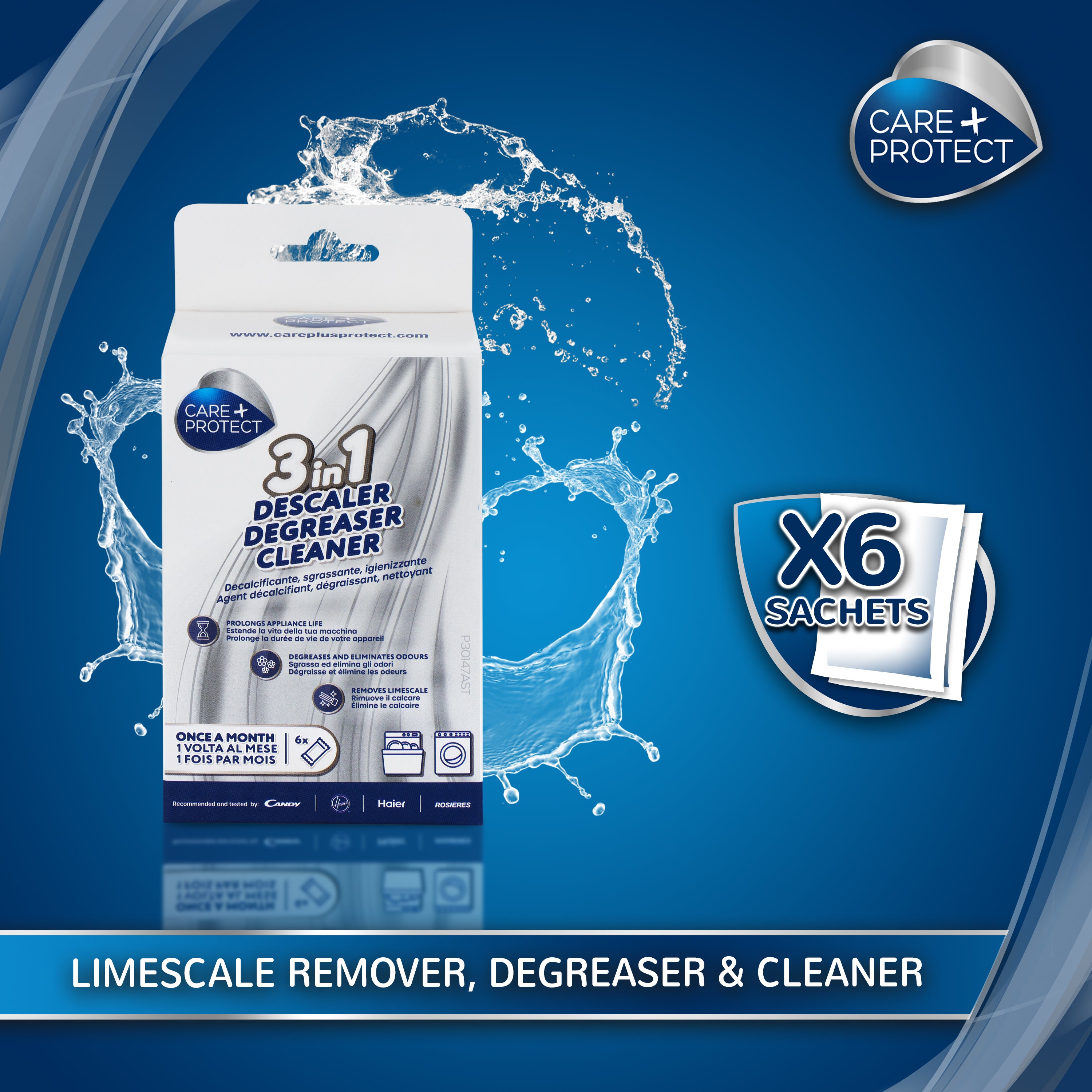 3-in-1 Hygienic Cleaner-Limescale Remover-Degreaser - 6 months Supply
