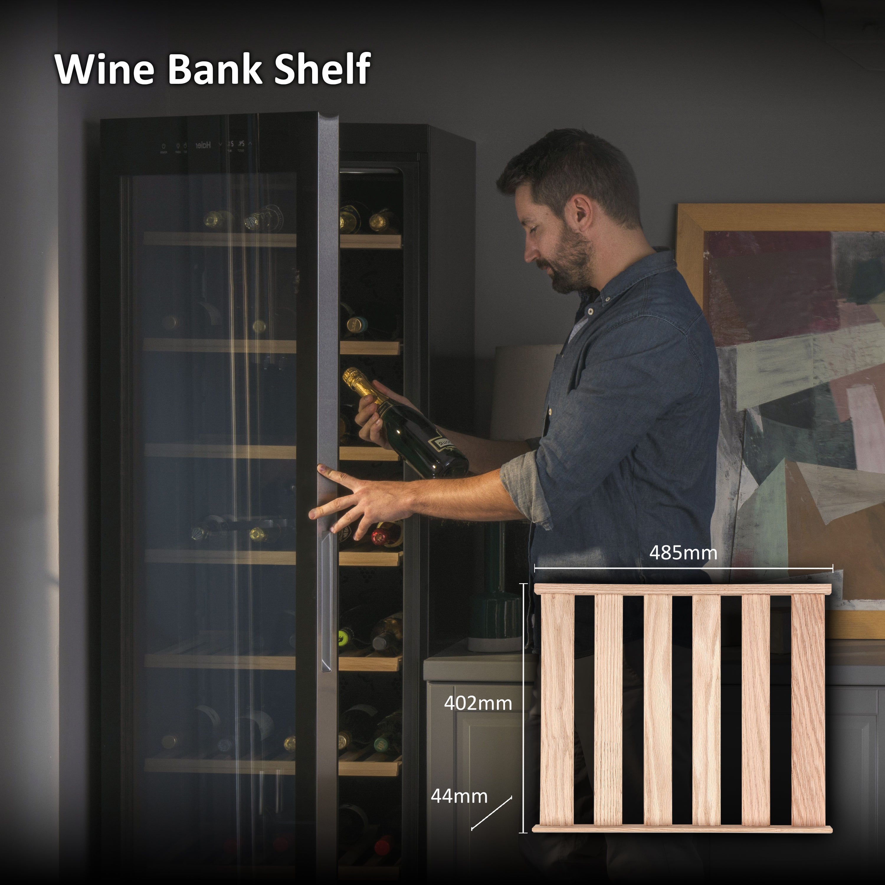 Haier Wooden Shelf for Wine Cellar, Maximum Storage Capacity, Elegant and High Quality, 485 x 402 x 44mm