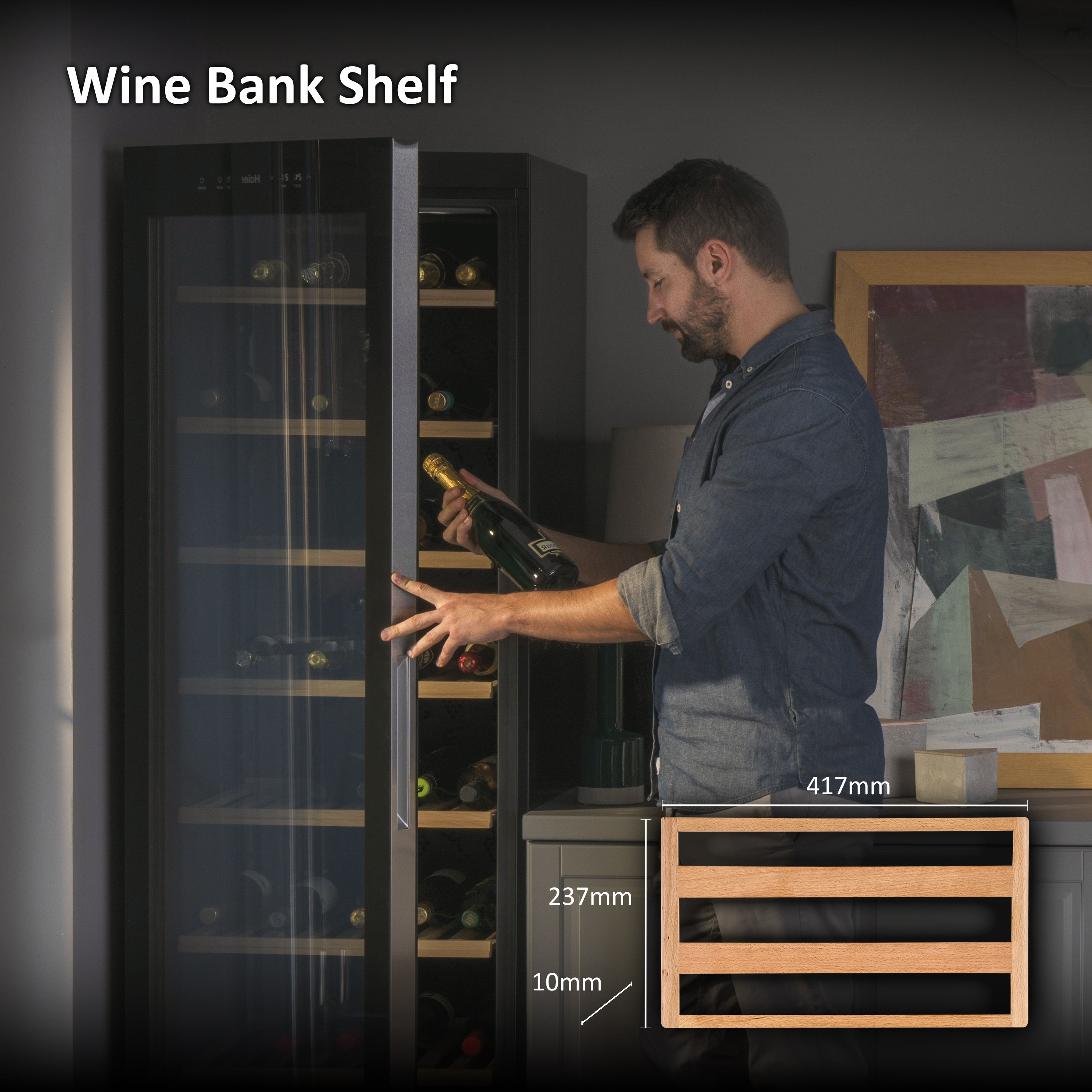 Haier Wooden Shelf for Wine Cellar, Maximum Storage Capacity, Elegant and High Quality, 417 x 237 x 10 mm