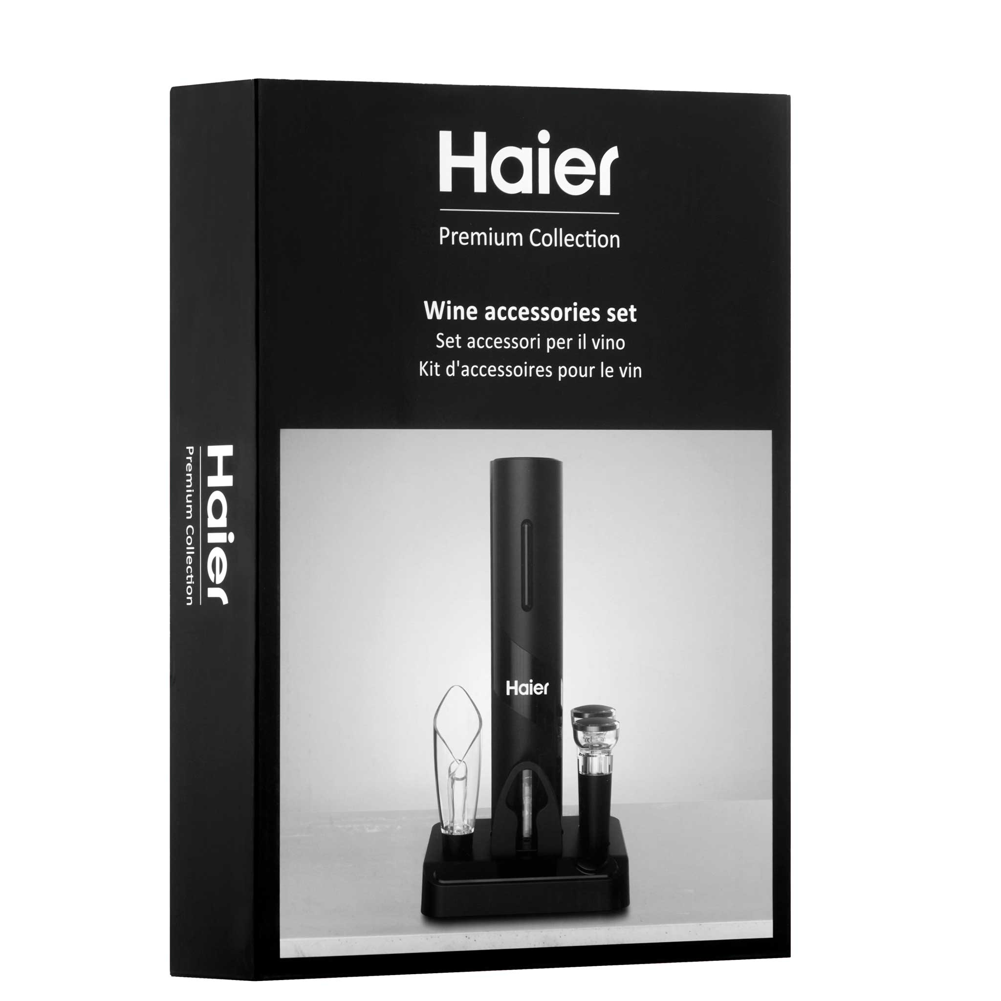 Haier 5-in-1 Electric Wine Bottle Opener Kit, Battery-Powered