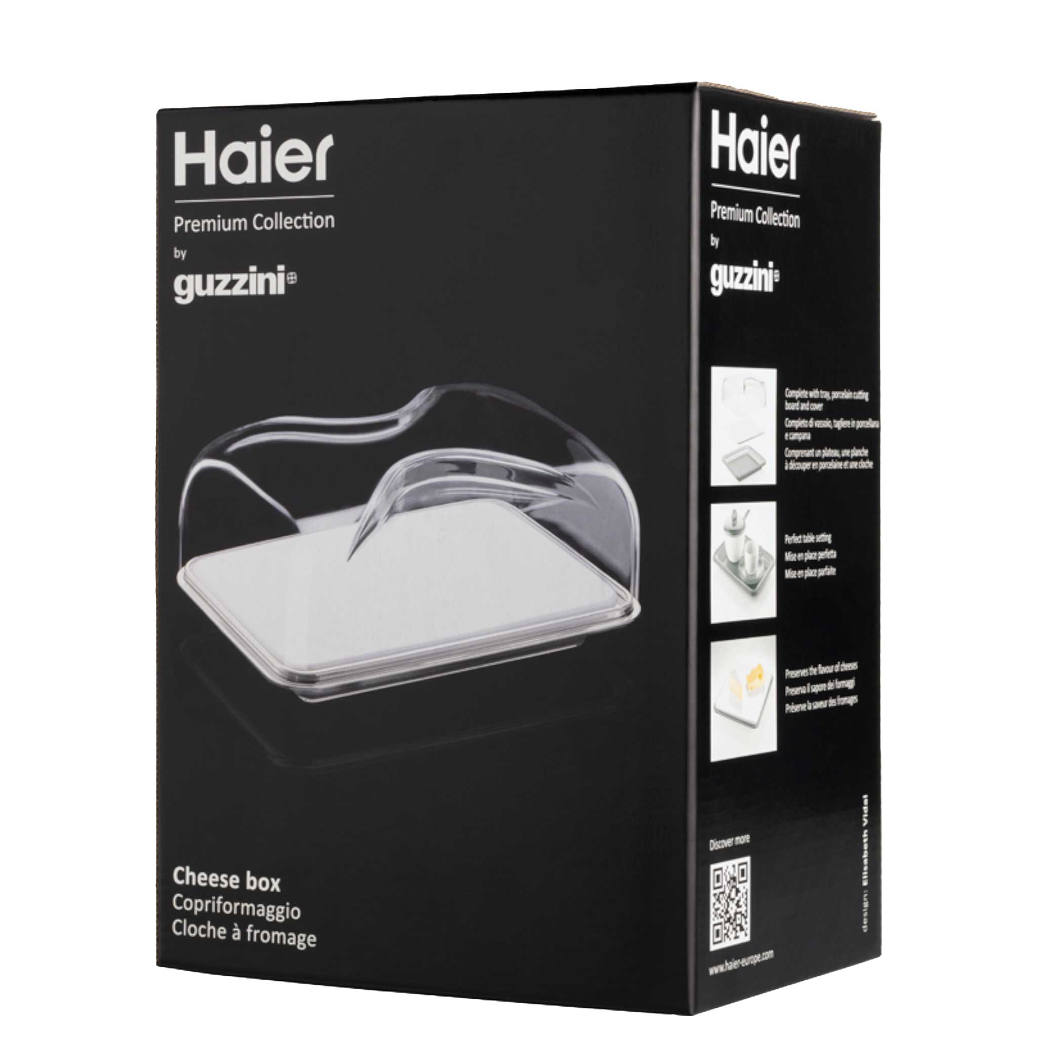 Haier by Guzzini Elegant Cheesebox with Tray, Procelain Cutting Board and Lid